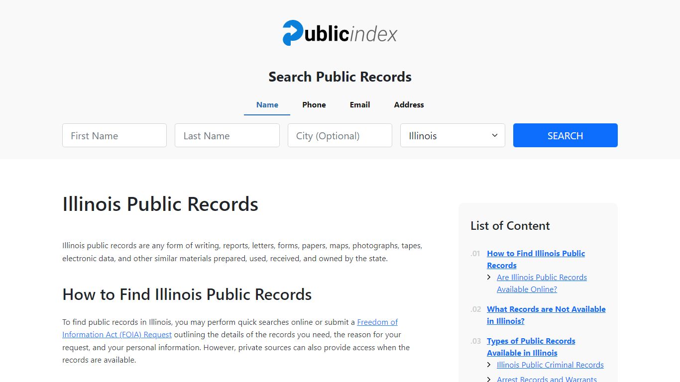 Illinois Public Records Online - ThePublicIndex