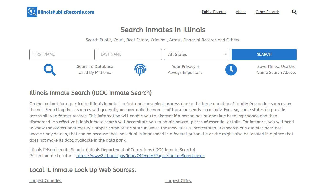 Illinois Inmate Search: Prison IDOC and Jail Inmate Search.